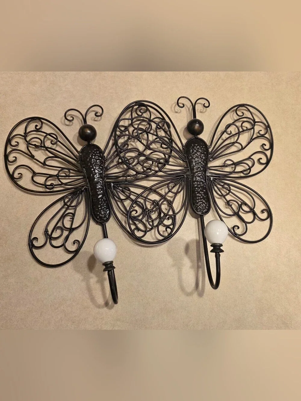 Metal Butterfly Wall Hook in Black - Decorative Home Wall Decor